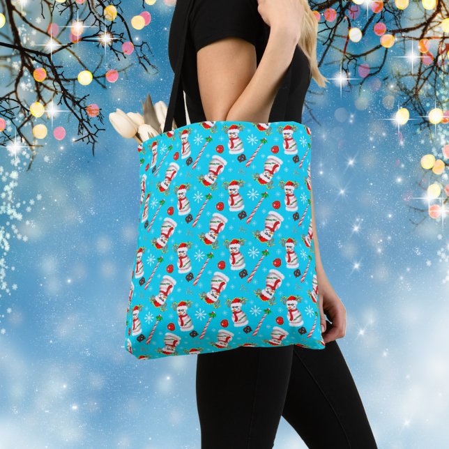Tote Bag Motif de la fête de Noël de Baseball Snowman (Créateur téléchargé)