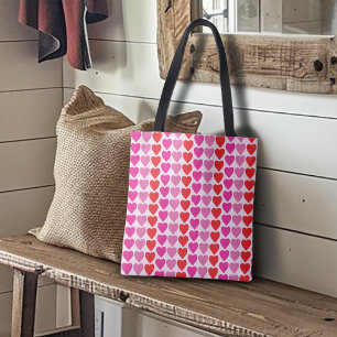 Tote Bag Motif de la Saint-Valentin Cœurs Rose Fuchsia Roug