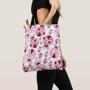 Tote Bag Motif De Ladybugs, Mignons Ladybugs, Pink Ladybugs