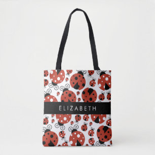 Tote Bag Motif De Ladybugs, Red Ladybugs, Votre Nom