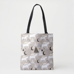 Tote Bag Motif de l'ours de bois du mignon Doodland