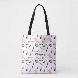Tote Bag Motif de Maquillage avec Nom Personnalisé