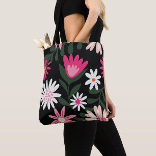 Tote Bag Motif de marguerite rose et blanc
