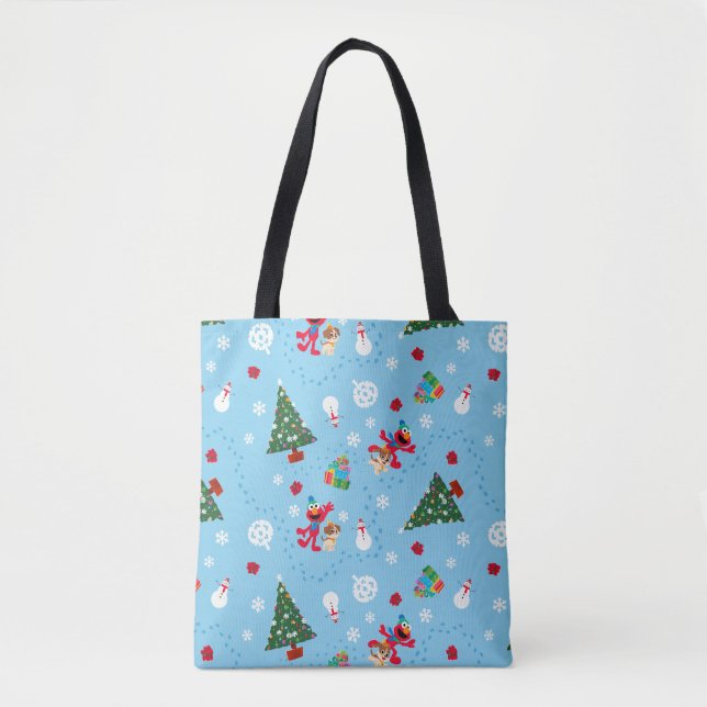 Tote Bag Motif de Noël bleu Elmo & Tango (Devant)