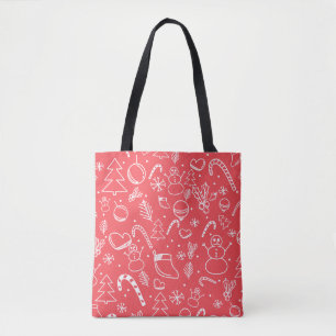 Tote Bag Motif de Noël Red Doodle - Fêtes de fin d'année