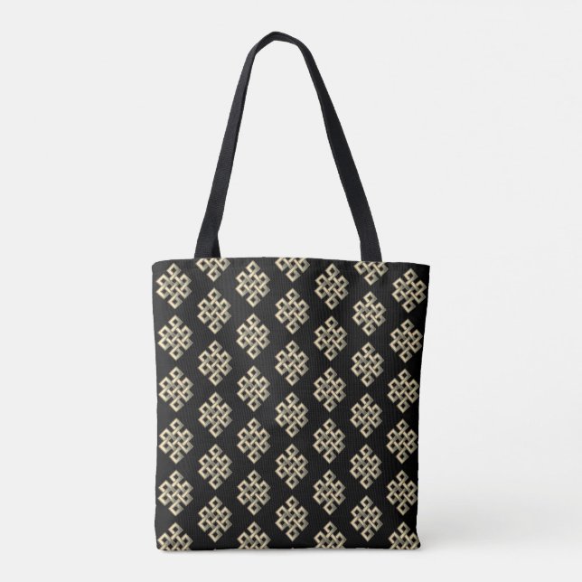 Tote Bag Motif de noeud éternel en noir (Dos)