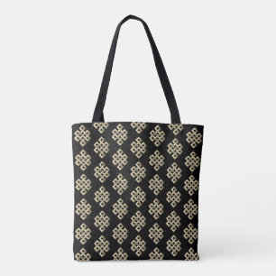 Tote Bag Motif de nœud éternel sur fond noir