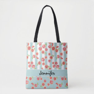 Tote Bag Motif de pamplemousse rose sur les bandes