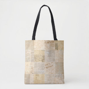 Tote Bag Motif de papier journal grunge vieux journal retou
