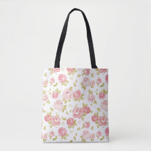 Tote Bag Motif de papier peint d'élégance des roses roses