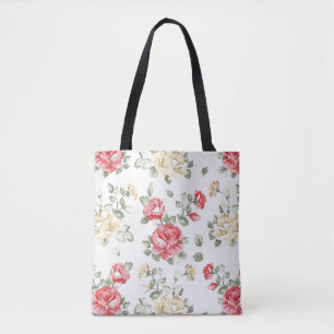 Tote Bag Motif de papier peint d'élégance des roses roses