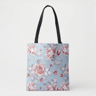 Tote Bag Motif de papier peint d'élégance des roses roses