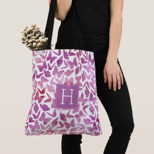 Tote Bag Motif de papillons d'aquarelle violette