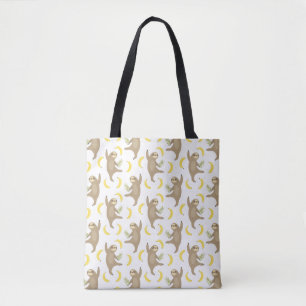 Tote Bag Motif de paresses et de bananes