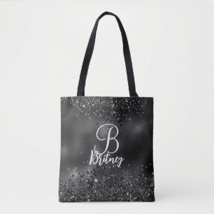 Tote Bag Motif de Parties scintillant Monogramme Luxury Bla