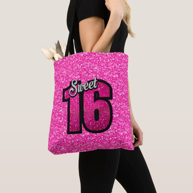 Tote Bag Motif de parties scintillantes et nombres roses de (De près)
