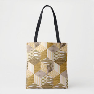Tote Bag Motif de patchwork sans couture or. Illustration v