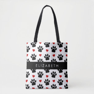 Tote Bag Motif De Pâtes, Pâtes Noires, Coeurs Rouges, Votre