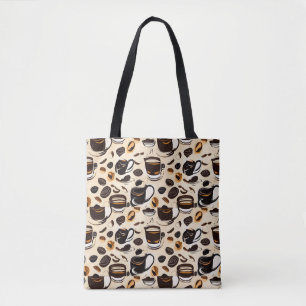 Tote Bag Motif de peinture à l'huile de café noir