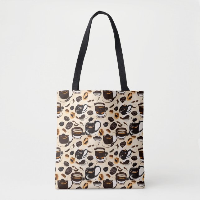 Tote Bag Motif de peinture à l'huile de café noir (Devant)