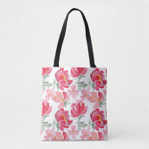 Tote Bag Motif de pivoine d'aquarelle