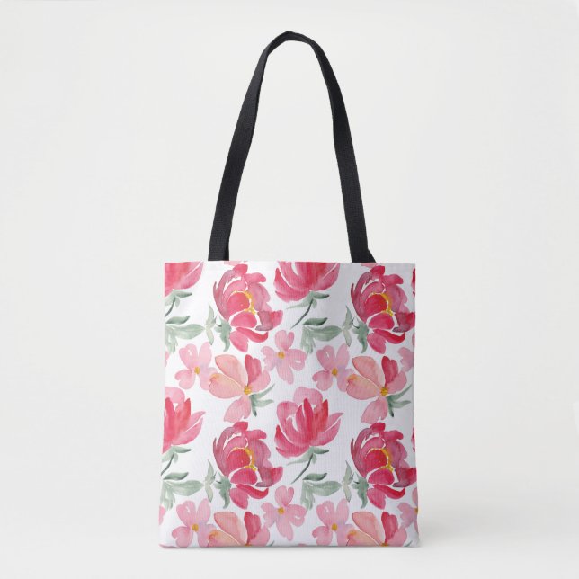 Tote Bag Motif de pivoine d'aquarelle (Devant)