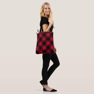 Tote Bag Motif de plaid de Buffalo de contrôle de rouge et