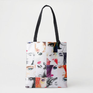 Tote Bag Motif de portrait féminin aquarelle
