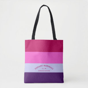 Tote Bag Motif de rayures tendance Monogramme personnalisé
