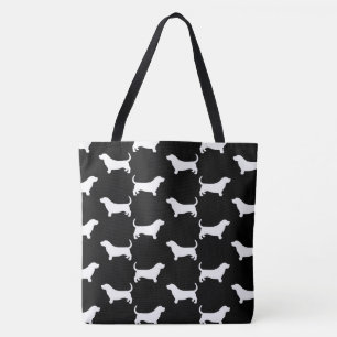 Tote Bag Motif de silhouettes de Basset Hound