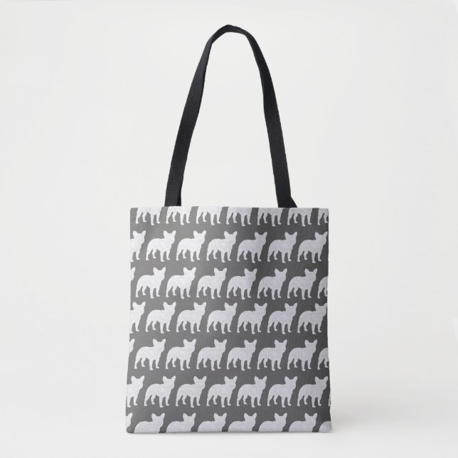Tote Bag Motif de silhouettes de bouledogue français (Devant)