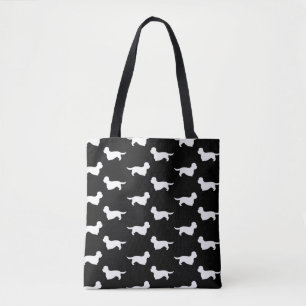 Tote Bag Motif de silhouettes de Dandie Dinmont Terrier