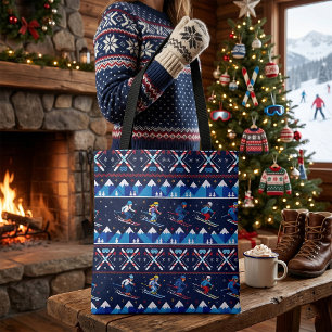 Tote Bag Motif de ski de Noël laid pour les Fêtes