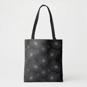 Tote Bag Motif de soie Web Cobweb Spider sur noir