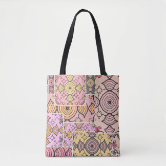Tote Bag motif de surface composée patchwork vintage. Décor