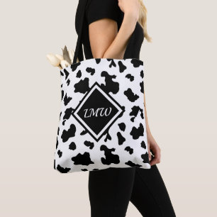 Tote Bag Motif de tache de vache - monogramme