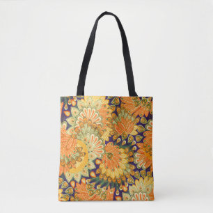 Tote Bag motif de tissu vintage : texture de gros plan.