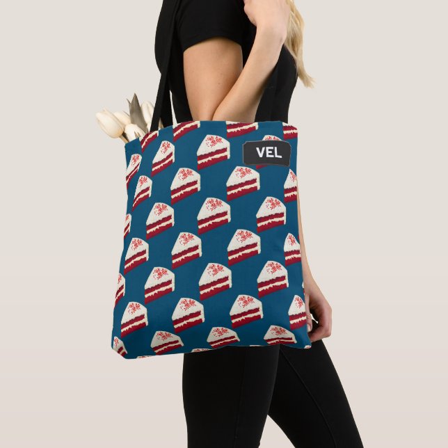 Tote Bag Motif de tranches de gâteau de velours rouge plus  (De près)