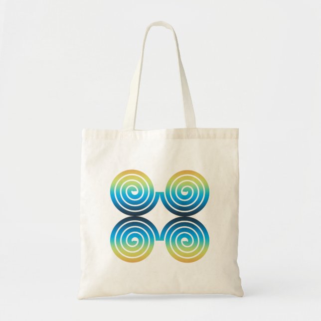 TOTE BAG MOTIF DE VERT BLEU DE SPIRALES (Devant)