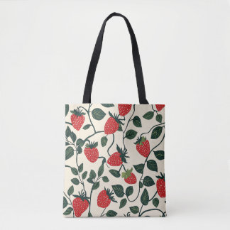Tote Bag Motif de vigne fraise
