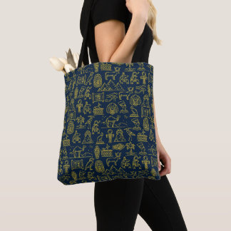 Tote Bag motif des lettres égyptiennes anciennes est répété