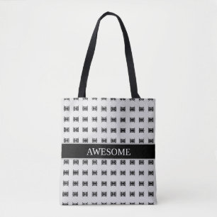 Tote Bag Motif d'étoile abstraite élégante noire sur gris c