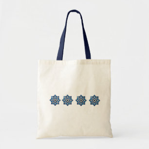 Tote Bag Motif d'étoile géométrique islamique marocain aqua