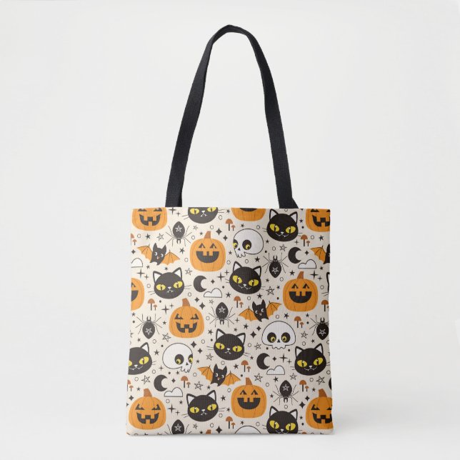 Tote Bag Motif d'Halloween rétro (Devant)