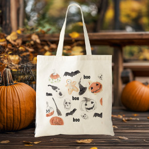 Tote Bag Motif d'horreur d'Halloween coloré Bonne Hallowee