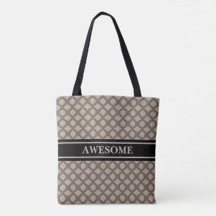 Tote Bag Motif diamant beige et marron