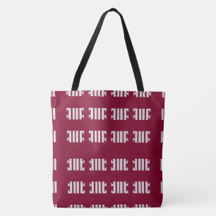 Tote Bag Motif diamant bordeaux élégant sur gris argent