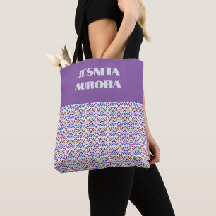 Tote Bag Motif diamant géométrique ethnique pastel moderne