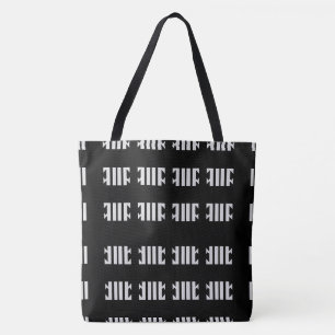 Tote Bag Motif diamant noir moderne sur gris argenté