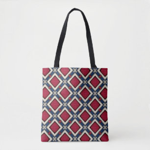 Tote Bag Motif diamant Rouge Blanc et Bleu